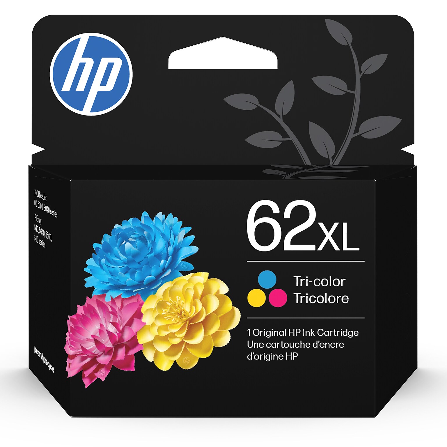 HP 62XL Tri-Color High Yield Ink Cartridge, Print Up to 415 Pages (C2P07AN#140)