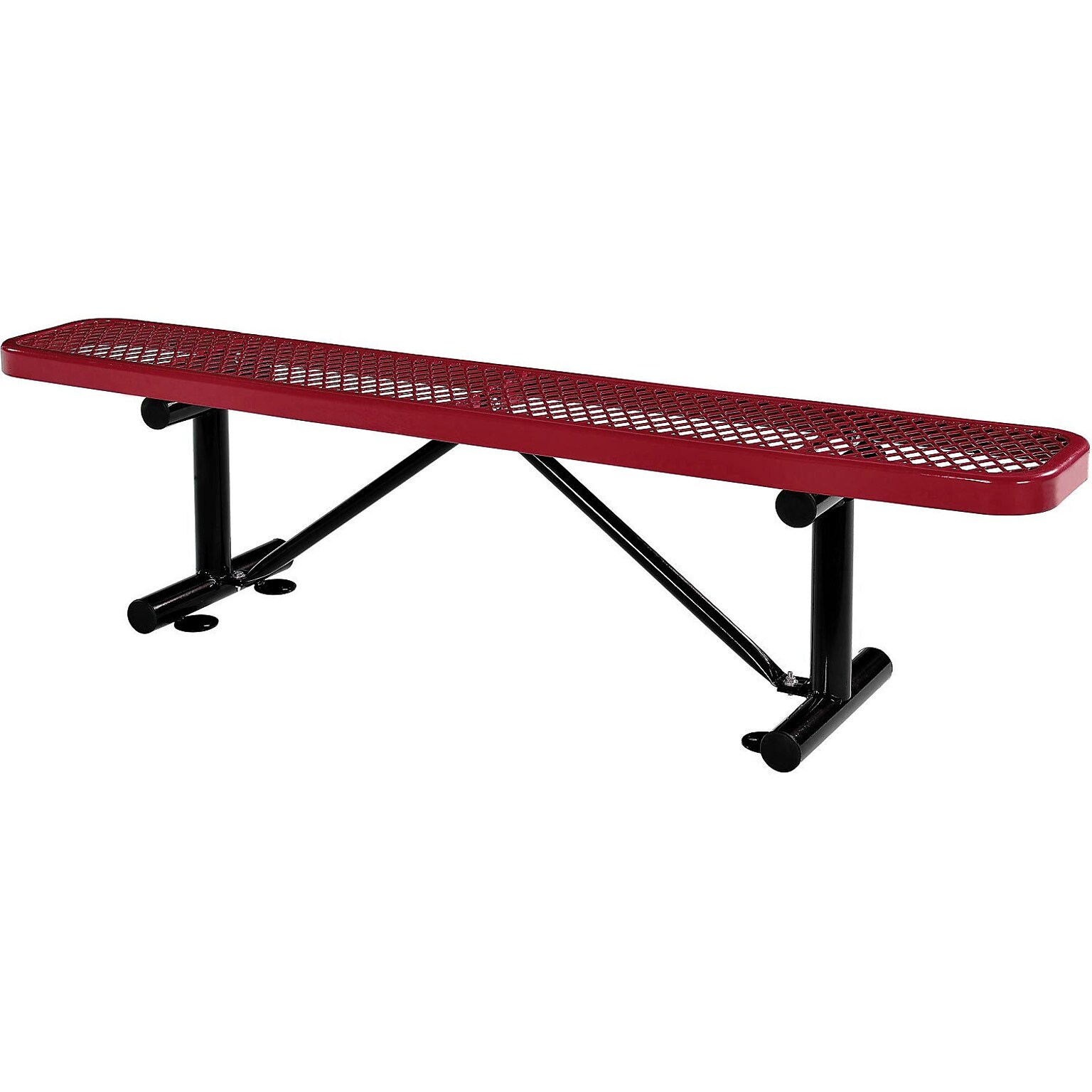 Global Industrial 6 Outdoor Steel Flat Bench, Expanded Metal, Red (277156RD)