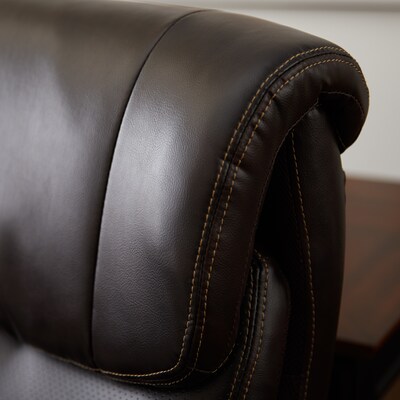 La-Z-Boy Trafford Faux Leather Executive Big & Tall Chair, 400 lb. Capacity, Vino Brown (45782OSS)