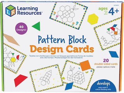 Learning Resources Pattern Block Design Cards, Assorted Colors, 20/Set (LER6133)