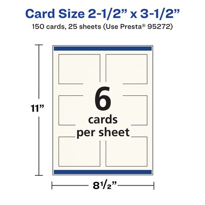Avery Business Cards, 2.5" x 3.5", Matte Ivory, 150/Pack (95272)