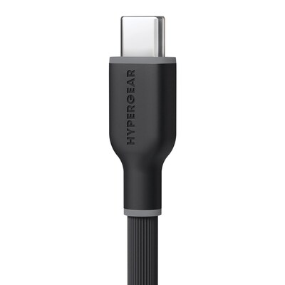 HyperGear Flexi Pro USB-C to USB-C Soft-Touch Silicone Fast Charge and Sync Cable, 10 ft., Black (15910)
