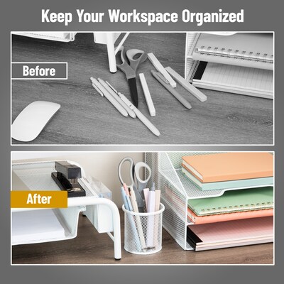 Mind Reader Metal Pen Holder, White, 3 Pieces/Set (CLIPMESH3-WHT)