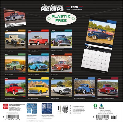 2025 BrownTrout Classic American Pickups 12 x 12 Monthly  Wall Calendar (9781975479886)