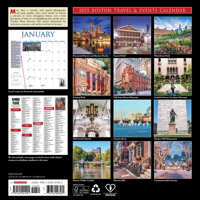 2025 Willow Creek Boston 12 x 12 Monthly Wall Calendar (41901)