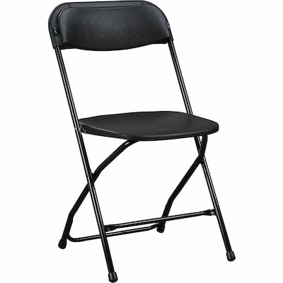 Lorell Injection-Molded Folding Chairs, Black, 4/Carton (LLR62534)