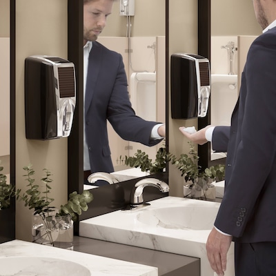 Rubbermaid AutoFoam Automatic Wall Mounted Hand Soap Dispenser, White/Gray Pearl (1980828)