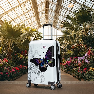 InUSA 24" Hardside Butterfly Suitcase, 4-Wheeled Spinner, TSA Checkpoint Friendly, Butterfly (IUAPC00M-BUT)