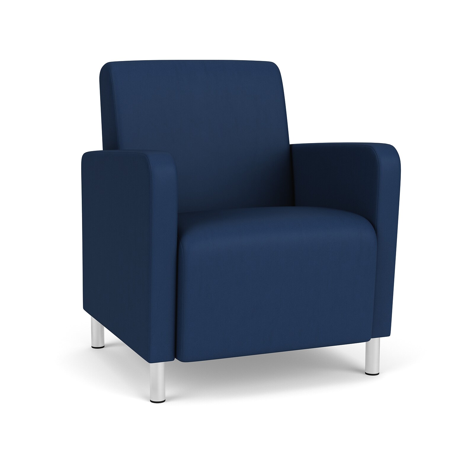 Lesro Ravenna Vinyl Guest Chair, Patriot Plus Imperial Blue/Brushed Steel (RV1101.FBS-01PPIB)