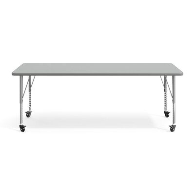 Flash Furniture Wren Rectangular Activity Table, 72" x 30", Height Adjustable, Gray Top/Silver Frame (XUA3072RECGTPC)