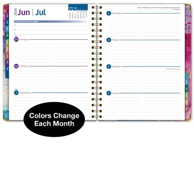 2026 Global Printed Products 8.5" x 11" Weekly & Monthly Planner, Paperboard Cover, Rainbow Gold Marble (FSHN-CY26-8511-36)