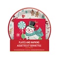 Amscan Peppermint Twist Christmas Round Plate with Luncheon Napkin, Multicolor, 30/Set, 2 Sets/Pack