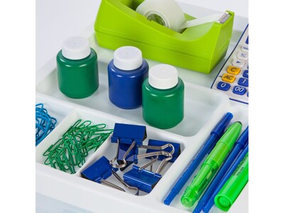 Iris 3-Drawer Storage Cart with Organizer Top, Plastic, White/Translucent White, 2/Pack (116836)