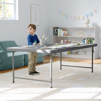 Flash Furniture Paige Rectangular Kid's Folding Table, 59" x 29", Granite Gray (RB3060KIDGY)