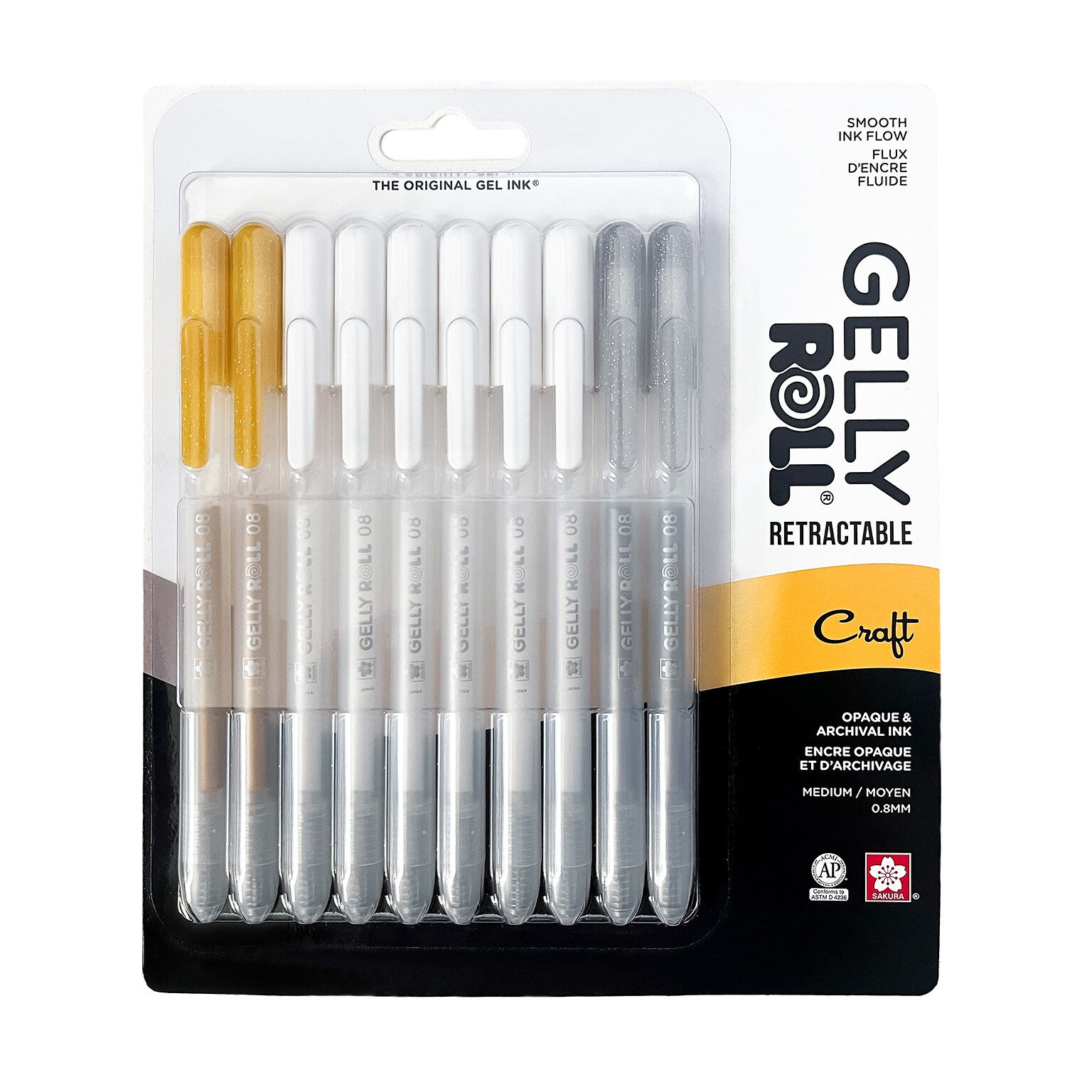 Sakura Gelly Roll Retractable Craft Gel Pens, Assorted Colors, 10/Pack (SAK50609)