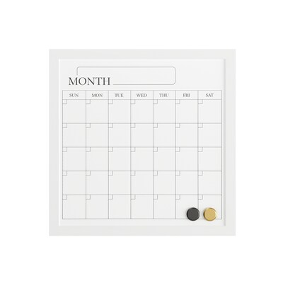 Martha Stewart Everette Magnetic Dry Erase Monthly Calendar Set, Engineered Wood Frame, 18" x 18" (BRPMMWP4545WT)