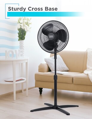 Black & Decker 16 Oscillating Pedestal Fan, 3-Speed, Black (BFP16MXB)