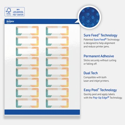 Avery Rectangle Laser/Inkjet Multipurpose Labels, 1" x 2-5/8", White, 160/Pack (19479371100)