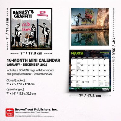 2027 BrownTrout Banksy's Graffiti 7" x 7" Monthly Wall Calendar, Assorted Colors (9798330712991)