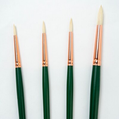 Silver Brush Hog Bristle, Grand Prix Small Round Brushes, 4/Pack (SLVGP1066)