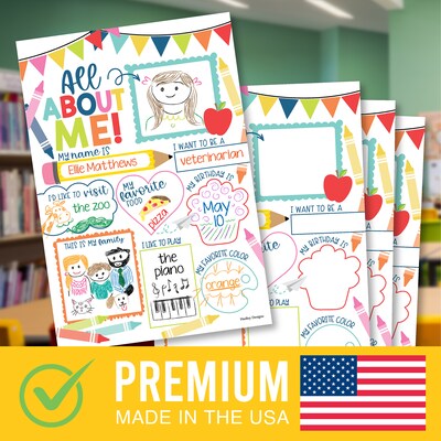 Hadley Designs 11 x 14 Colorful Star Student Read All About Me Posters, 20/Set (HDDX004A2D8KJ)