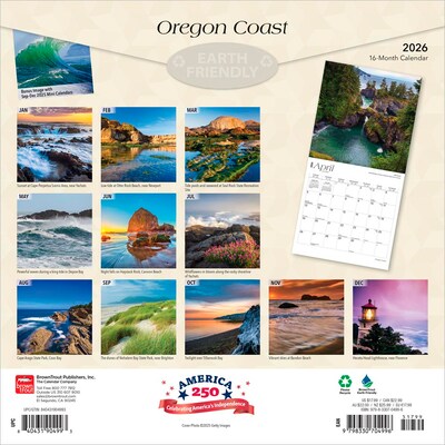 2026 BrownTrout Oregon Coast 12 x 12 Monthly Wall Calendar (9798330704996)