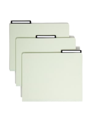 Smead Pressboard File Folder, 1/3-Cut Tab Flat Metal, 1 Expansion, Letter Size, Gray/Green, 25 per