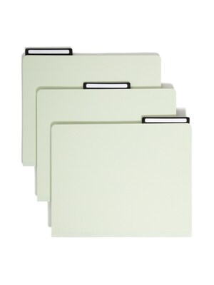Smead Pressboard File Folder, 1/3-Cut Tab Flat Metal, 1 Expansion, Letter Size, Gray/Green, 25 per Box (13430)