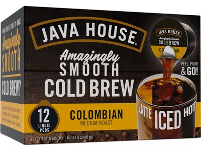 Java House Colombian Cold Brew Coffee Pods, Medium Roast, 12/Carton (FC309352)
