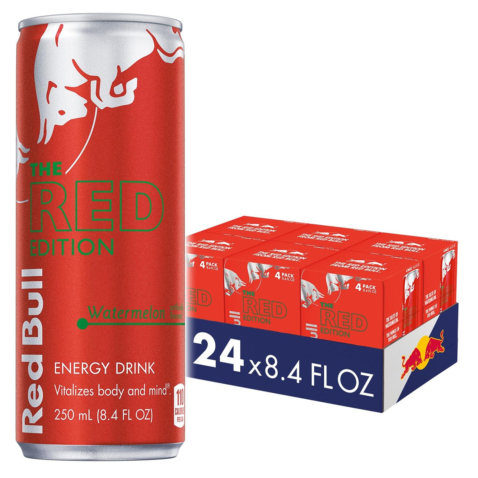 Red Bull The Red Edition Watermelon Energy Drink, 8.4 Fl. Oz., 24 Cans/Carton (RB230365)