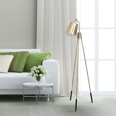 Lalia Home Industrial Light Tripod Floor Lamp with Interior White Spotlight, Antique Brass (LHF-5016-AB)