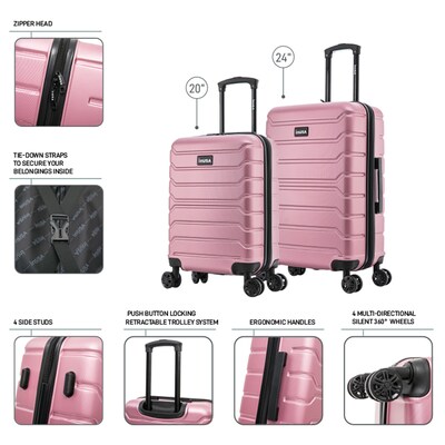 InUSA Trend 2-Piece Hardside Spinner Luggage Set, TSA Checkpoint Friendly, Rose Gold (IUTRE0SM-ROS)