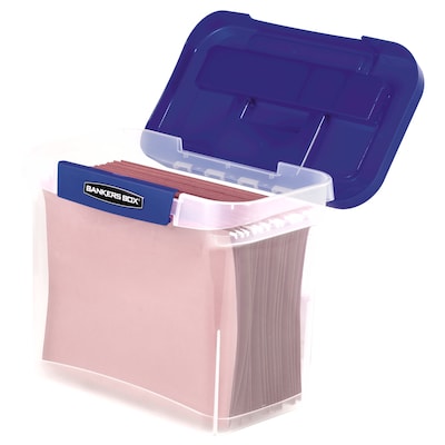 Bankers Box Locking File Portable Tote, Letter Size, Blue/Clear (0086301)