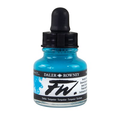 Daler-Rowney FW Acrylic Ink, Turquoise, 29.5ml, Pack of 3 (DRW160029145-3)