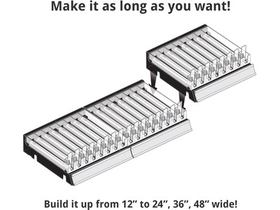 Azar 2.63" x 12" Pegboard 8-Compartment Cosmetic Tray, Black, 2/Pack (225830-8COMP-BLK-2PK)