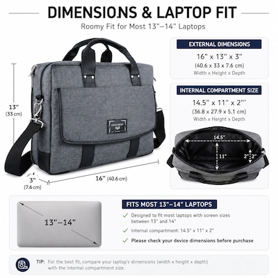 Vangoddy 14" Laptop Compatible Messenger Bag, Chrono Grey (MSBLEA132)