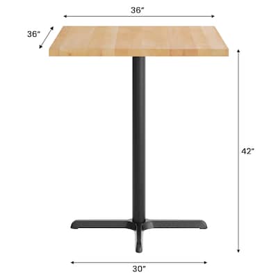 Flash Furniture Bennett Square Shaped Wooden Commercial Indoor Table, 36" x 36", Natural Top/Black Base (GSFSQ36NTT3030B)