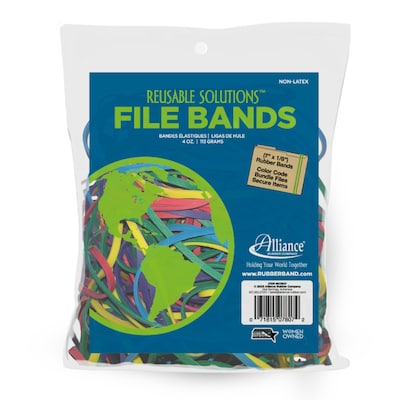 Alliance Reusable Solutions #117B File Bands, 7 x 1/8, Assorted Colors, 50/Pack (07807)