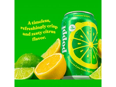 Poppi Prebiotic Lemon-Lime Soda, 12 fl. oz., 12 Cans/Case (XNA71034)