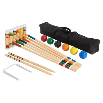YardGames Wooden Croquet Lawn Game, Assorted Colors (CROQUET-001)