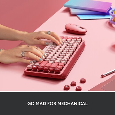 Logitech POP Keys Wireless Bluetooth Mechanical Keyboard, Heartbreaker (920-010709)