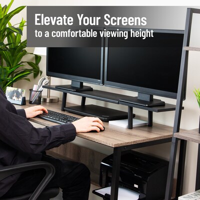 Mind Reader Adjustable Desktop Riser for Dual Monitors, Up to 88 lbs., Black (EXMON-BLK)