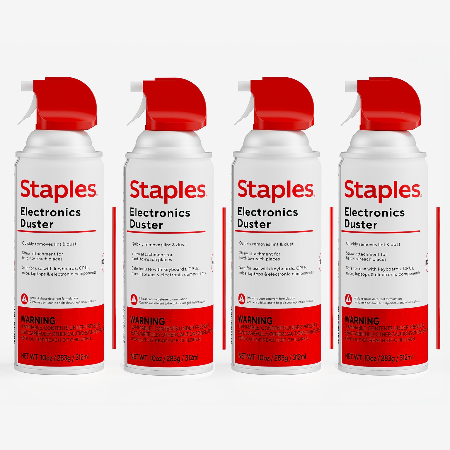 Staples®  Electronics Air Duster, 10 oz., 4/Pack (SPL10ENFR-4)