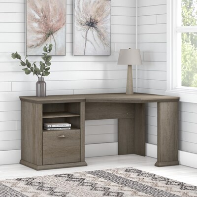 Bush Furniture Yorktown 60" Corner Desk with Storage, Restored Gray (WC40615-03)