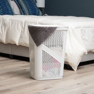Mind Reader 15.85-Gallon Slim Laundry Hamper with Lid, Plastic, White (HBIN60-WHT)