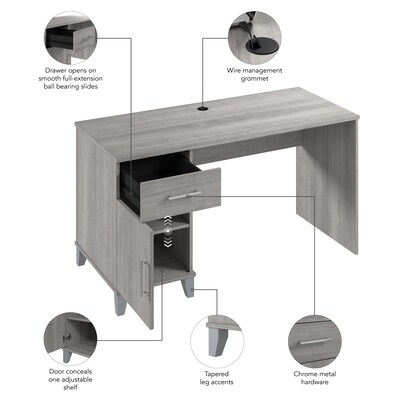 Bush Furniture Somerset 54"W Office Desk with Drawer and Storage Cabinet, Platinum Gray (WC81254)