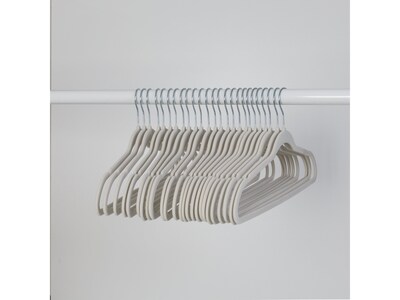 Honey-Can-Do Metal Slim-Profile Nonslip Velvet Hanger, Warm Gray, 25/Pack (HNG-09739)