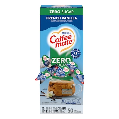 NESTLE COFFEE MATE Coffee Creamer Sugar-Free French Vanilla Flavor, Liquid Creamer Singles, 0.375 fl oz, 50 Count