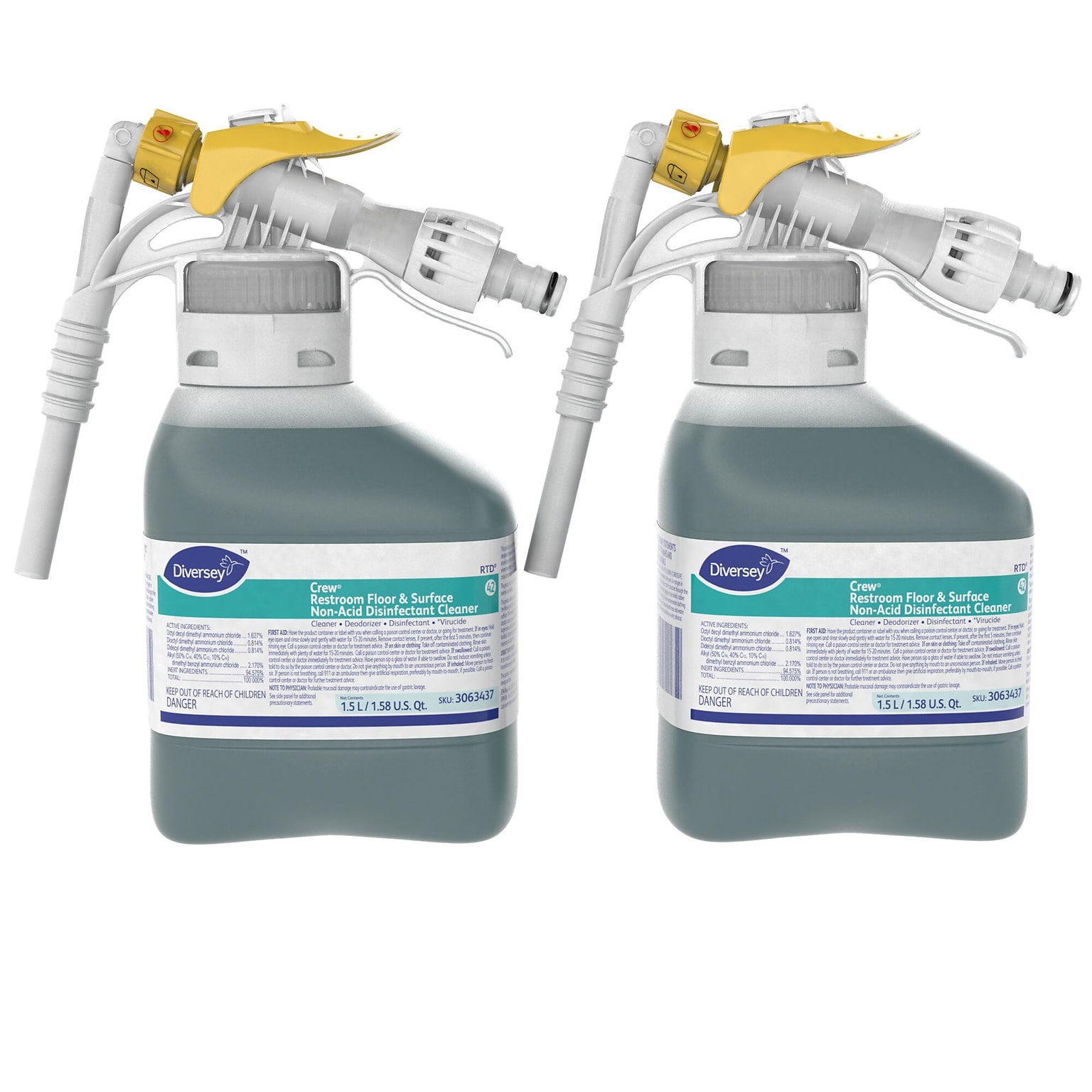 Crew Disinfectant for Diversey RTD, Fresh, 1.5 L / 1.59 U.S. Qt., 2/Carton (3063437)