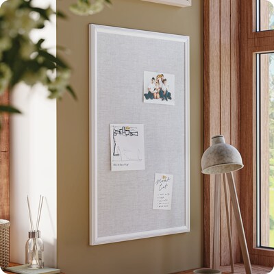 U Brands Linen Bulletin Board, White Frame, 30" x 20" (7081U00-01)